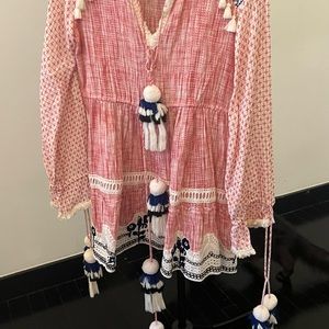 Pom pom/ tassels, multi color summer mini  dress Size S